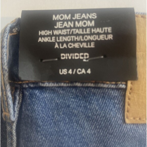 H&M MOM HIGH WAIST/ANKLE LENGTH Women's Size 4 Blue Button Fly Jeans NWT - Picture 6 of 6